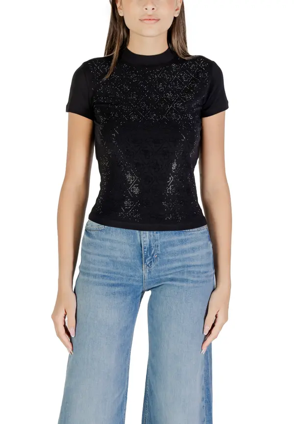 Guess Guess črna majica s kratkimi rokavi