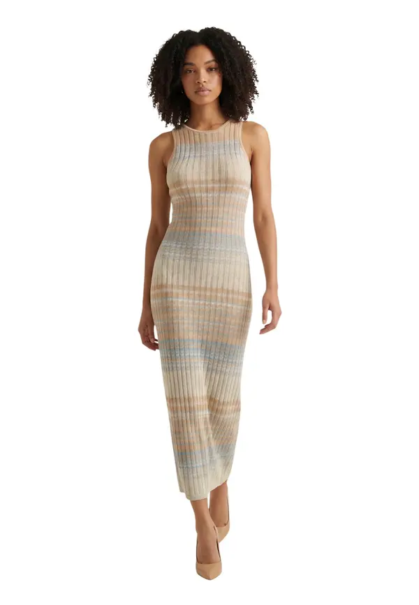 Guess Guess črtasta midi obleka brez rokavov