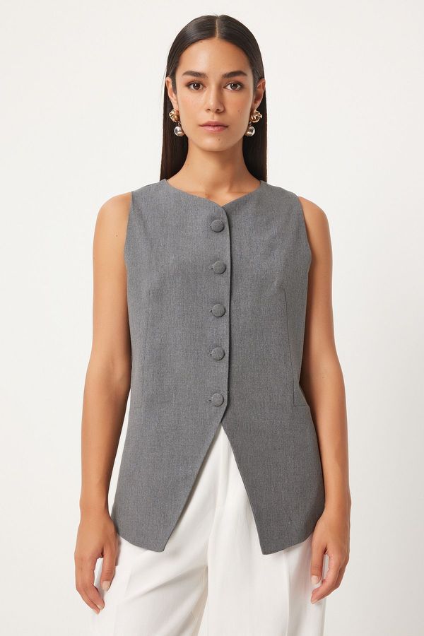 Happiness İstanbul Happiness İstanbul Women's Anthracite Sleeveless Woven Vest