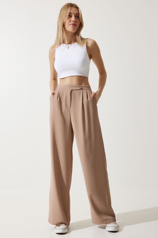 Happiness İstanbul Happiness İstanbul Women's Biscuit Loose Palazzo Trousers