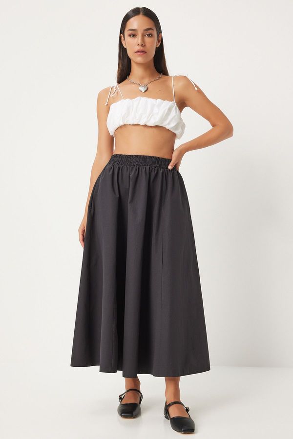 Happiness İstanbul Happiness İstanbul Women's Black Linen Blend Maxi Skirt