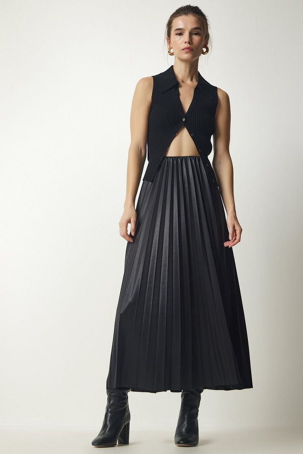 Happiness İstanbul Happiness İstanbul Women's Black Pleated Long Skirt