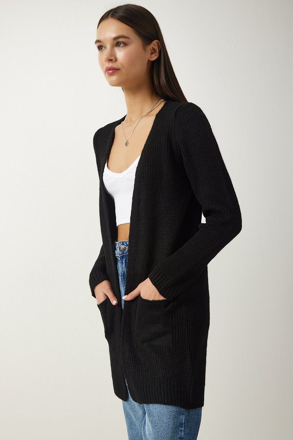 Happiness İstanbul Happiness İstanbul Women's Black Pocket Knitwear Cardigan