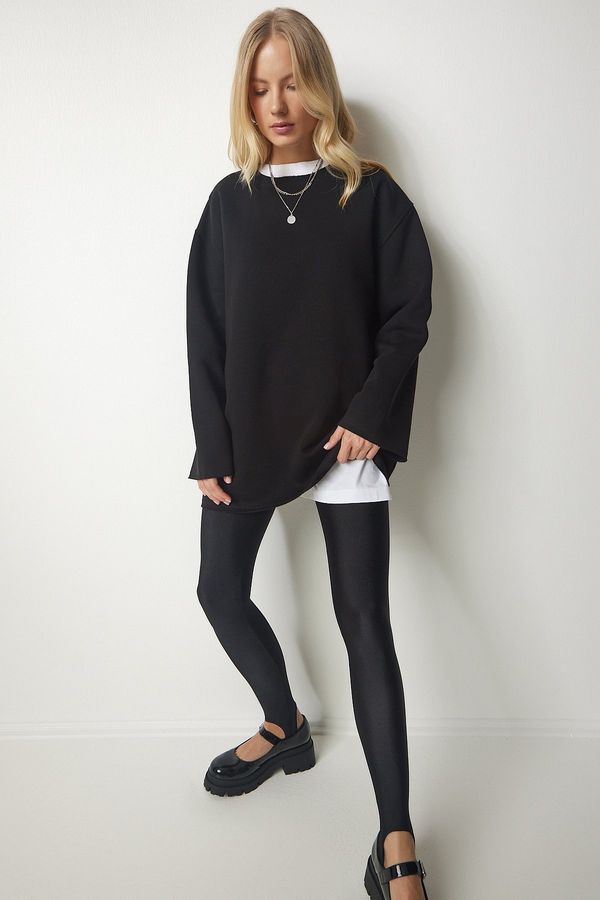 Happiness İstanbul Happiness İstanbul Women's Black Shark Oversized Knitted Sweatshirt