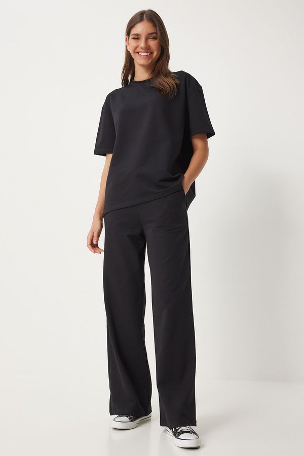 Happiness İstanbul Happiness İstanbul Women's Black T-Shirt Knitted Tracksuit