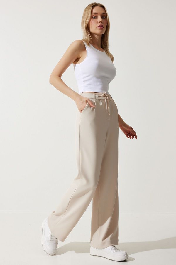 Happiness İstanbul Happiness İstanbul Women's Cream Wide Leg Sweatpants