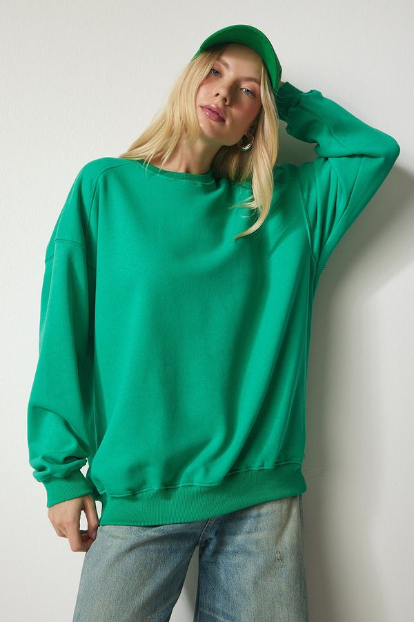 Happiness İstanbul Happiness İstanbul Women's Green Shark Oversized Sweatshirt