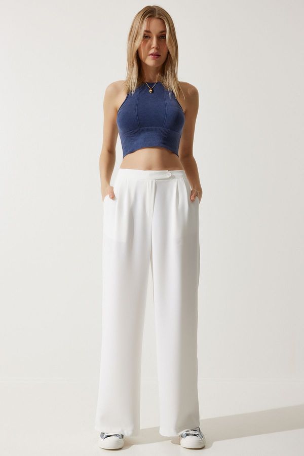 Happiness İstanbul Happiness İstanbul Women's Off-White Loose Palazzo Trousers