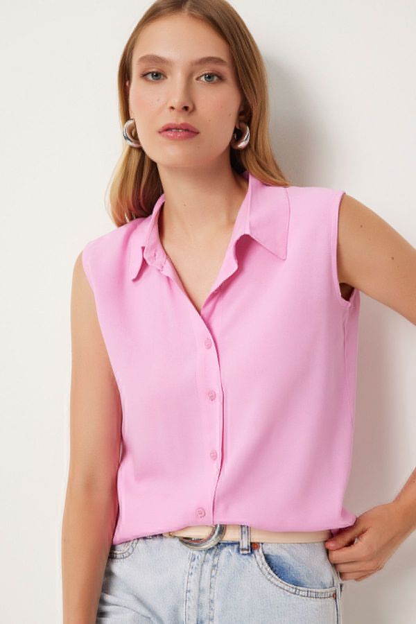 Happiness İstanbul Happiness İstanbul Women's Pink Sleeveless Viscose Shirt