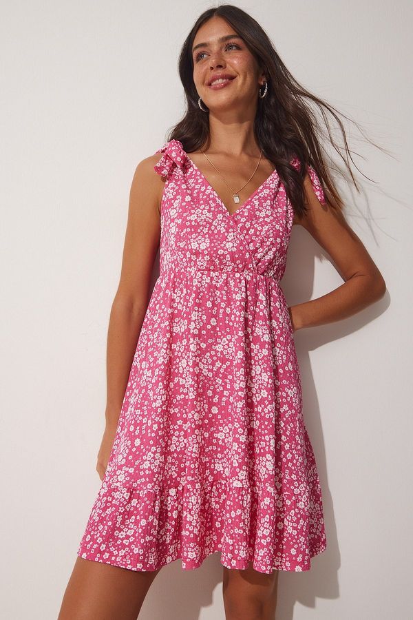 Happiness İstanbul Happiness İstanbul Women's Pink Summer Floral Viscose Dress