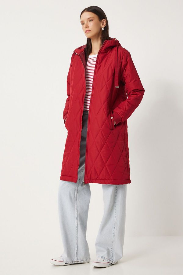 Happiness İstanbul Happiness İstanbul Women's Red Hooded Quilted Coat