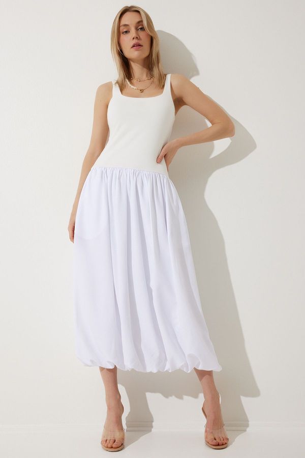 Happiness İstanbul Happiness İstanbul Women's White Balloon Midi Dress