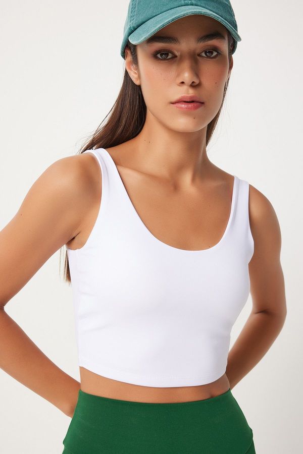 Happiness İstanbul Happiness İstanbul Women's White Strappy Shaping Knitted Sports Bra