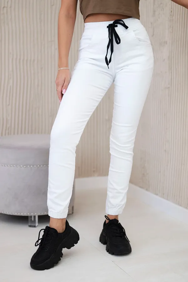 Happy Socks Happy Socks Denim trousers with a drawstring white