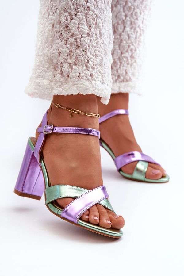 Kesi High-heeled sandals made of eco-leather, purple Abilica