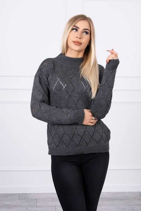 Kesi High-neckline sweater with graphite diamond pattern