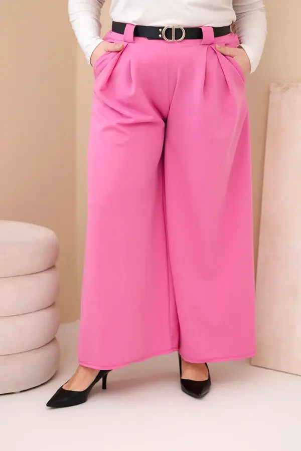 Kesi Włoski Hlače Kesi Plus Size s pasom, roza