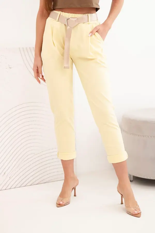 Kesi Włoski Hlače Kesi Włoski Punto s pasom rumene barve