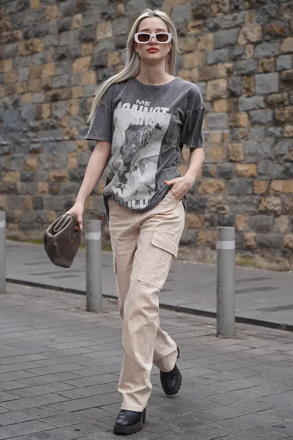 Madmext Hlače z žepi Madmext bež barve