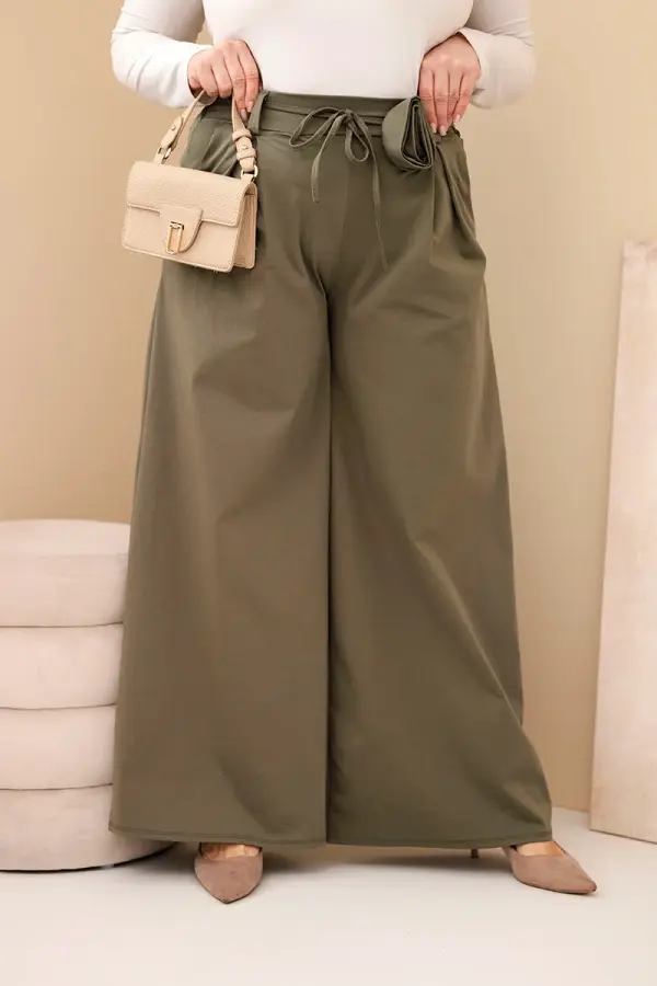 Kesi Włoski Hlače za večje postave s cvetličnim pasom