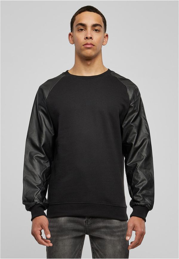 UC Men Imitation Raglan Leather Crew blk/blk