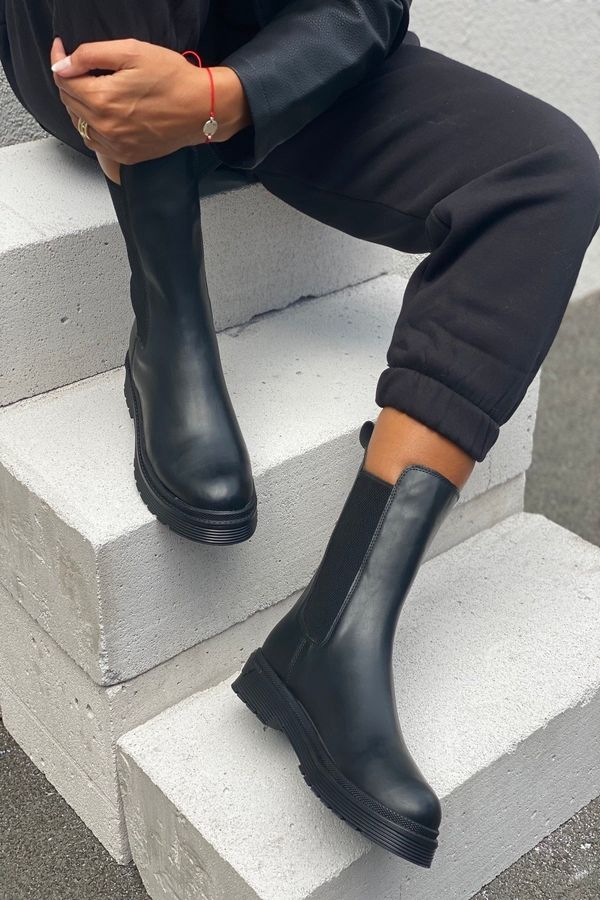 İnan Ayakkabı İnan Ayakkabı Women's Boots Black (SOLE 4 CM)