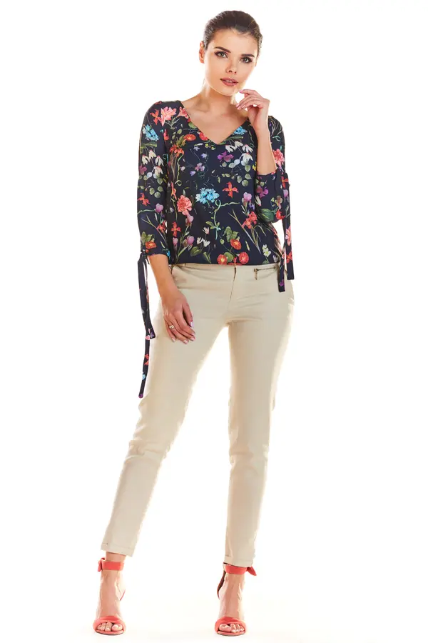 Infinite You Infinite You Woman's Blouse M191 Navy Blue Flowers