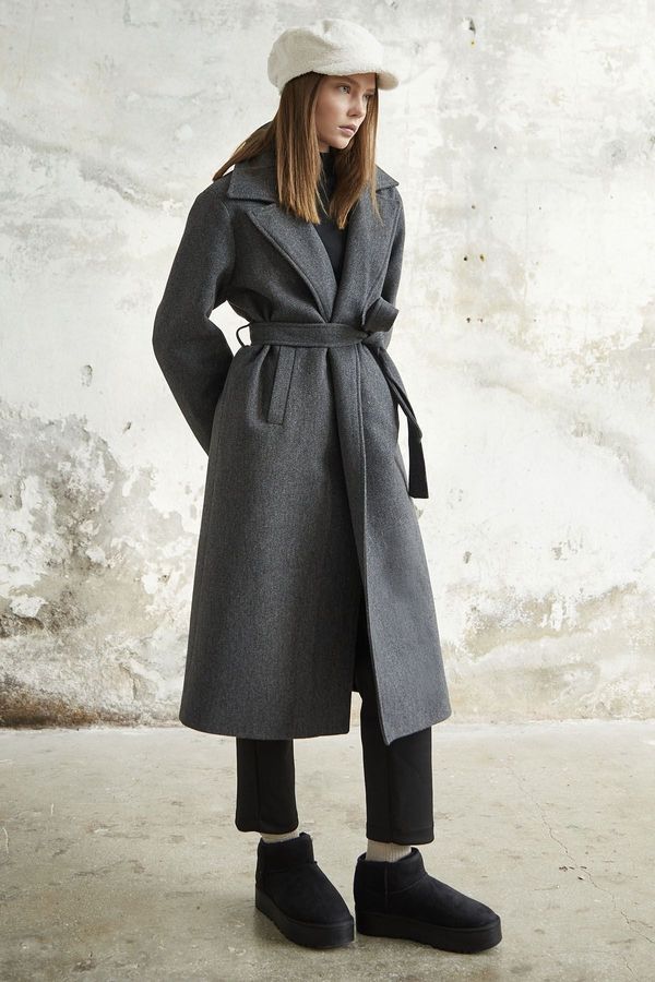 InStyle InStyle Henry Double Breasted Collar Stash Coat - Anthracite