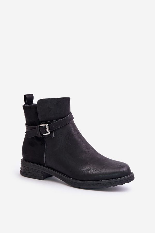 Kesi Insulated ankle boots with flat heel with strap black Sabamessa