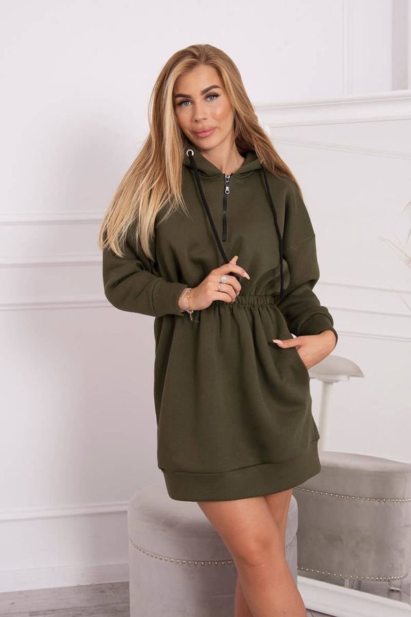 Kesi Insulated dress with a hood in khaki color