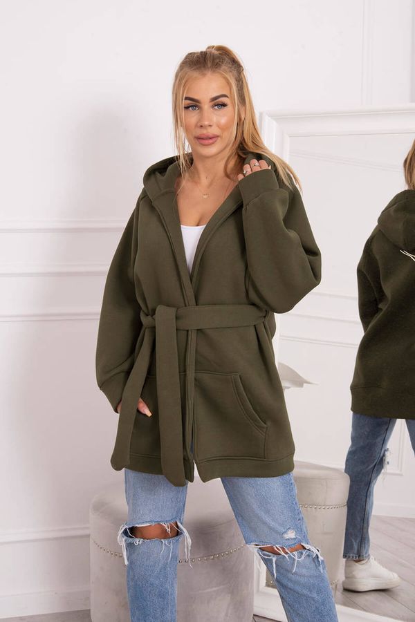 Kesi Insulated raincoat with khaki waist tie