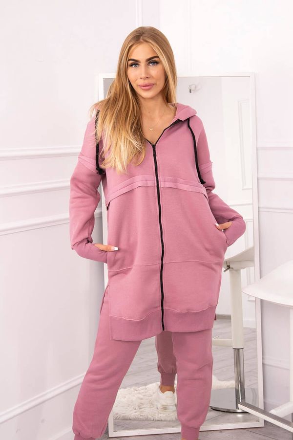 Kesi Insulated set with a long sweatshirt in dark pink color