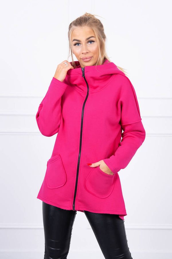 Kesi Insulated sweatshirt with a longer back and fuchsia pockets