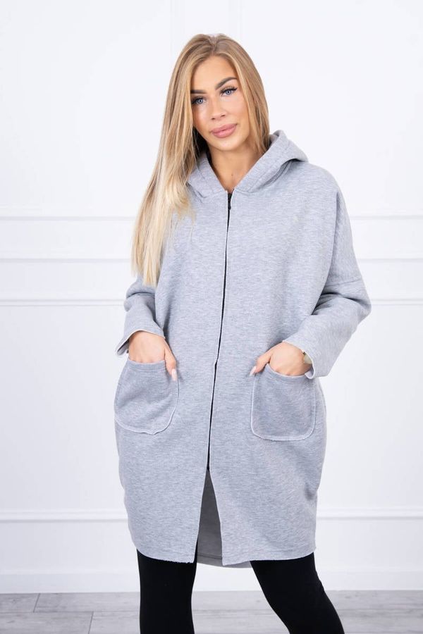 Kesi Insulated sweatshirt with a longer back in gray color