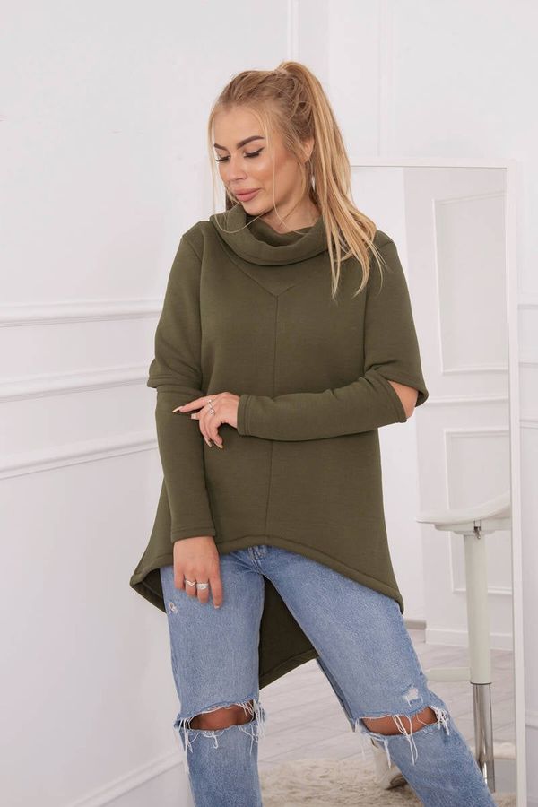 Kesi Insulated sweatshirt with a longer back in khaki color