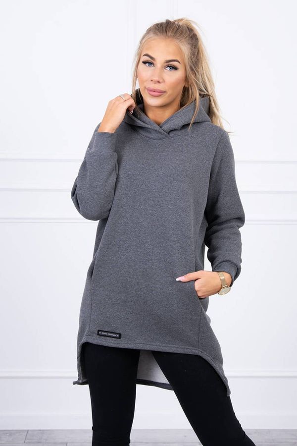 Kesi Insulated sweatshirt with a longer back made of graphite