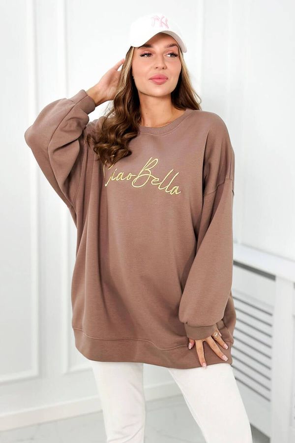 Kesi Insulated sweatshirt with Ciao Bella mocca inscription