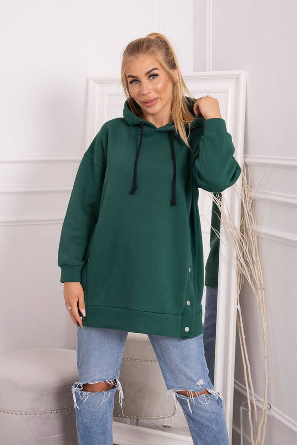 Kesi Insulated sweatshirt with dark green press studs