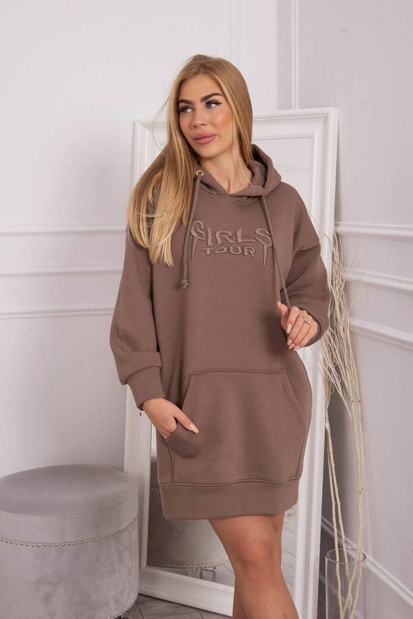 Kesi Insulated sweatshirt with embroidered inscription oversize mocca