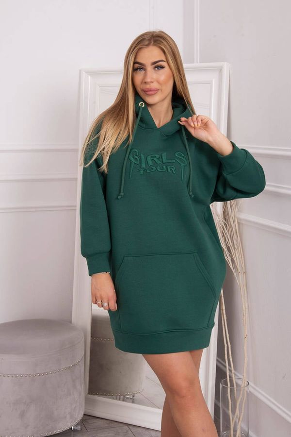 Kesi Insulated sweatshirt with embroidered oversize dark green inscription