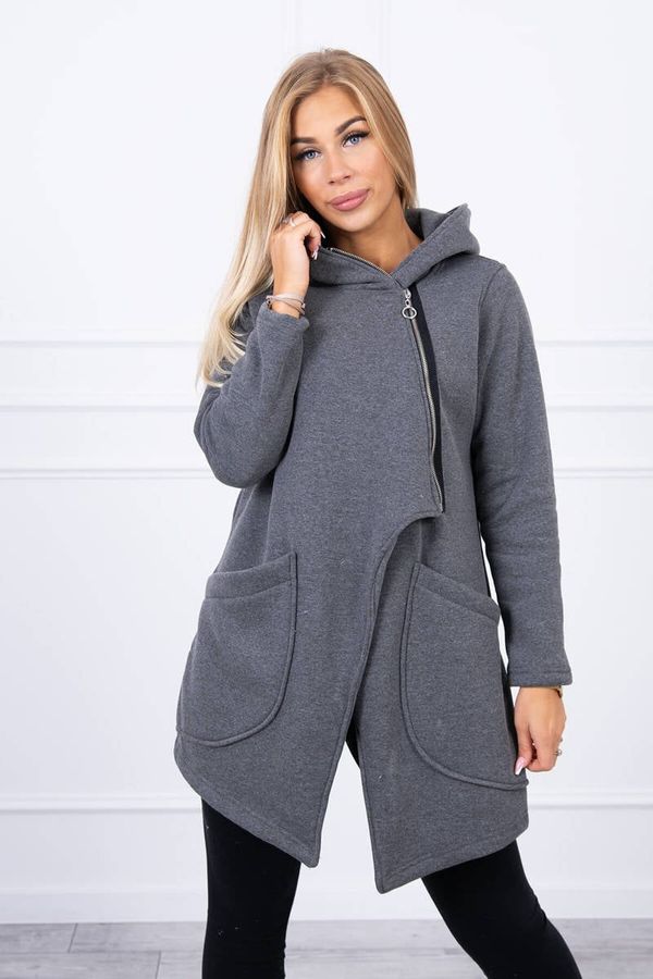 Kesi Insulated sweatshirt with graphite asymmetrical zipper