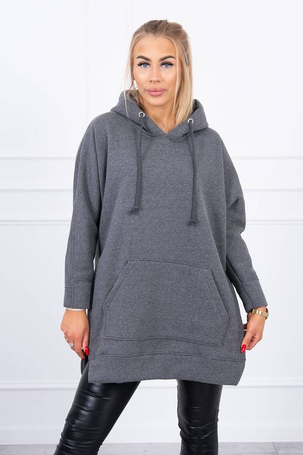 Kesi Insulated sweatshirt with graphite side slits