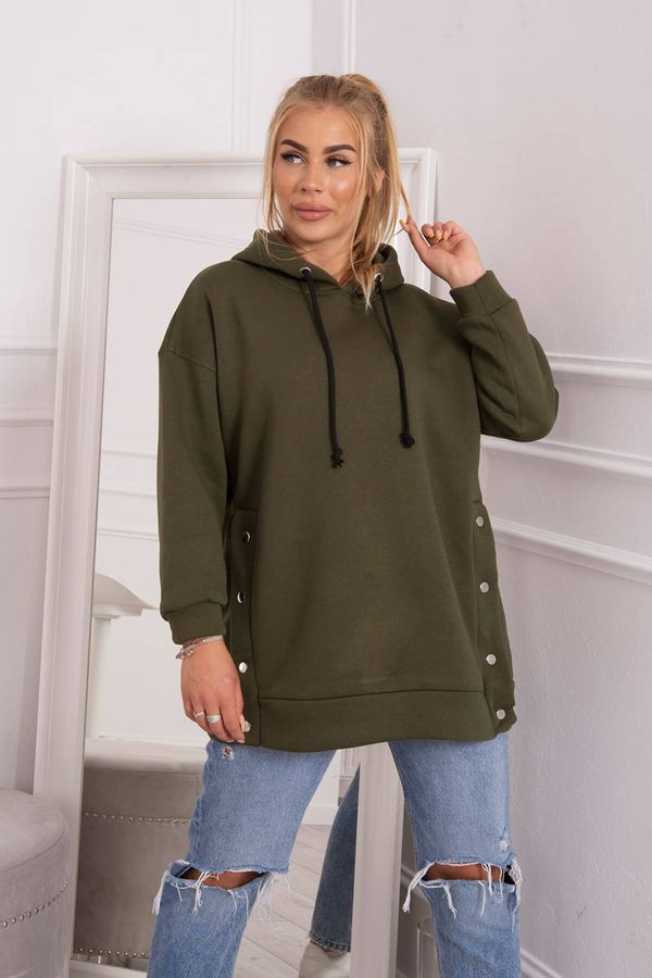 Kesi Insulated sweatshirt with khaki press studs