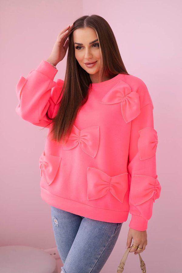 Kesi Insulated sweatshirt with pink neon decorative bows