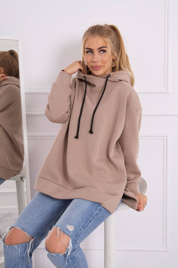 Kesi Insulated sweatshirt with side zipper dark beige