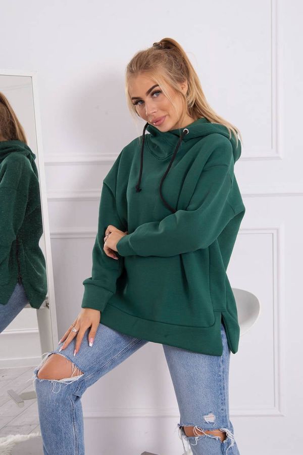 Kesi Insulated sweatshirt with side zipper dark green