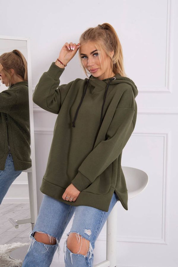 Kesi Insulated sweatshirt with side zipper khaki