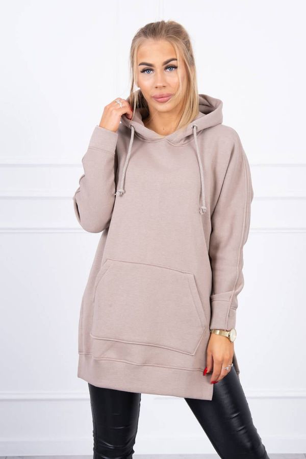 Kesi Insulated sweatshirt with slits on the sides dark beige