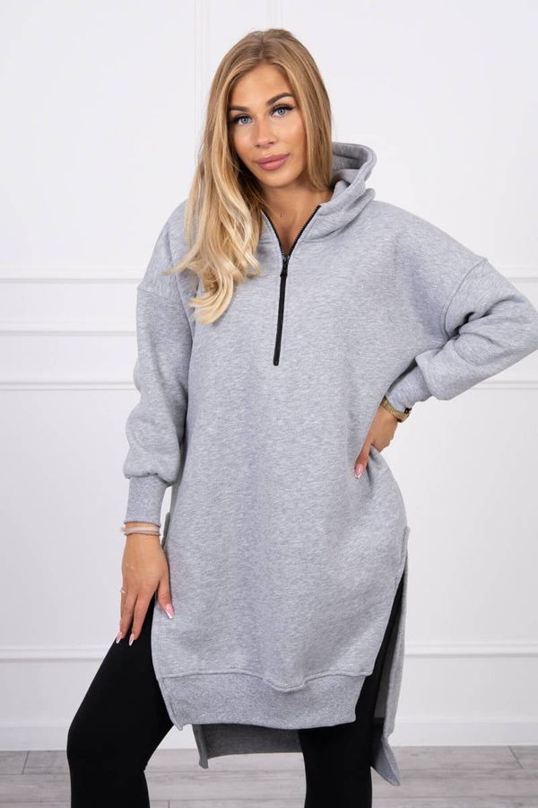 Kesi Insulated sweatshirt with slits on the sides in gray color