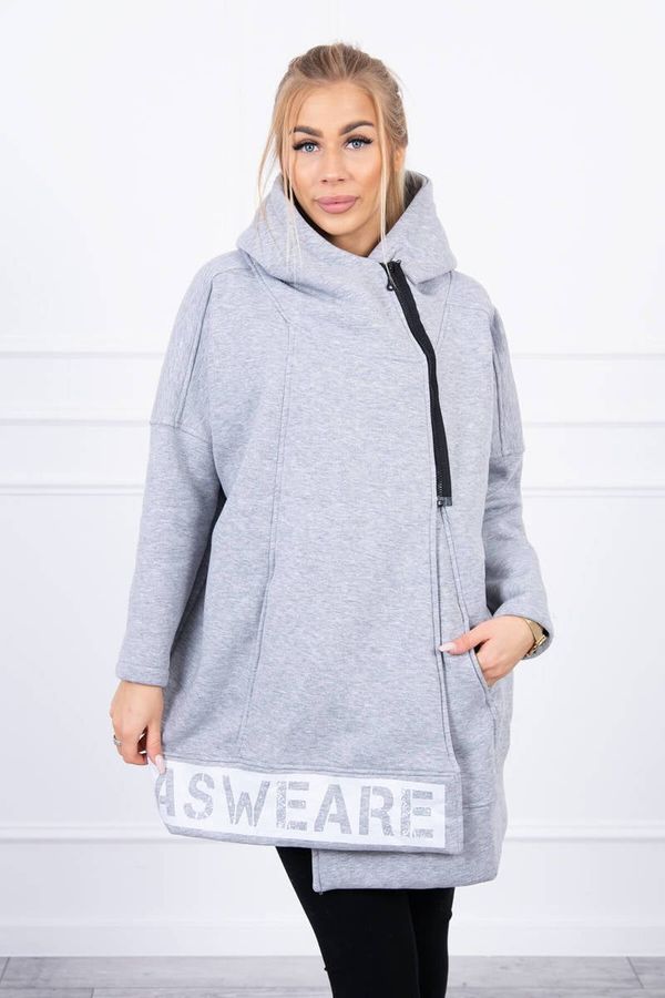 Kesi Insulated sweatshirt with zipper in gray color